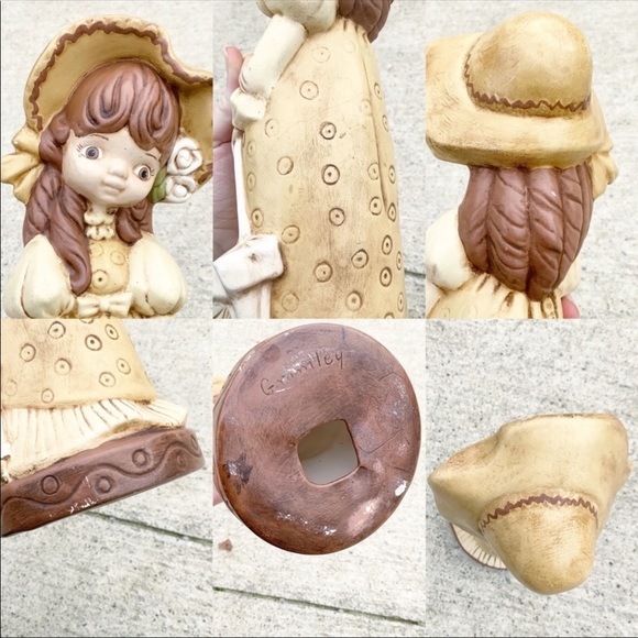 Vintage 70’s girl with hat and umbrella figure southern belle - Picture 9 of 9